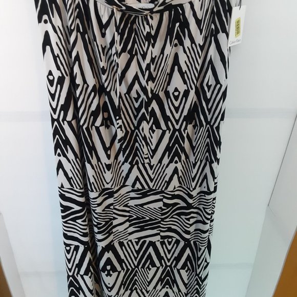 New Calvin Klein Maxi Skirt Black and White Peak Size Medium Casual - Picture 3 of 14